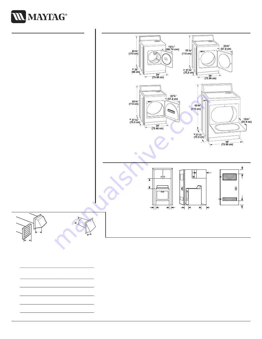 Maytag MGDC400V Dimension Manual Download Page 1