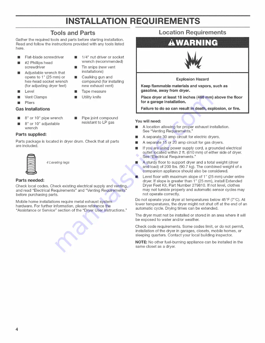 Maytag MGDC700VJ0 Installation Instructions Manual Download Page 4