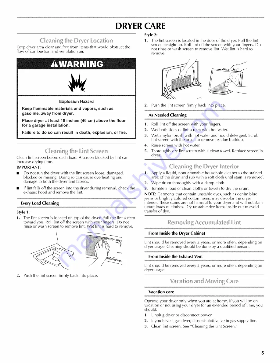 Maytag MGDC700VW - Centennial Gas Dryer User Instructions Download Page 5