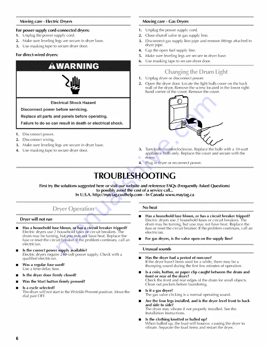 Maytag MGDC700VW - Centennial Gas Dryer User Instructions Download Page 6