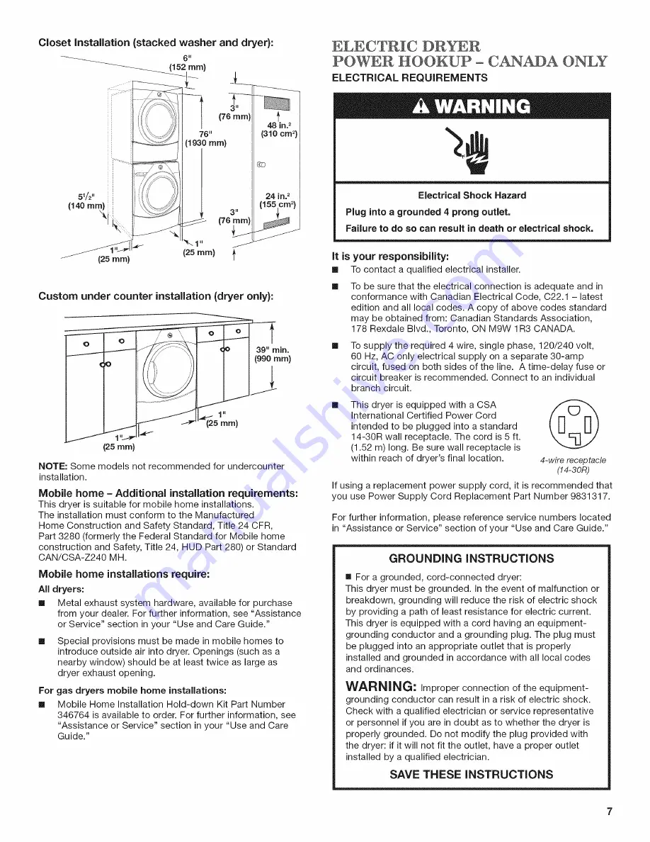 Maytag MGDE201YW1 Скачать руководство пользователя страница 7