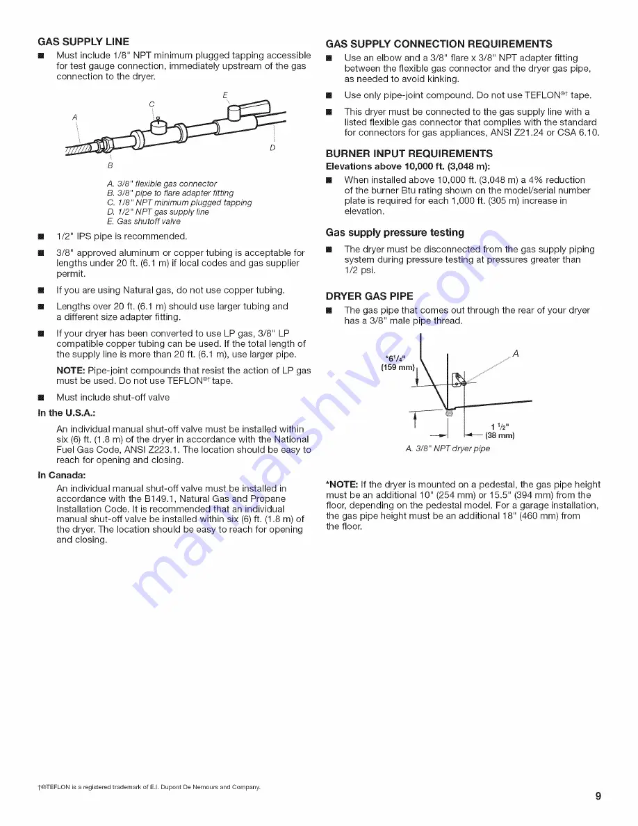 Maytag MGDE201YW1 Installation Instructions Manual Download Page 9