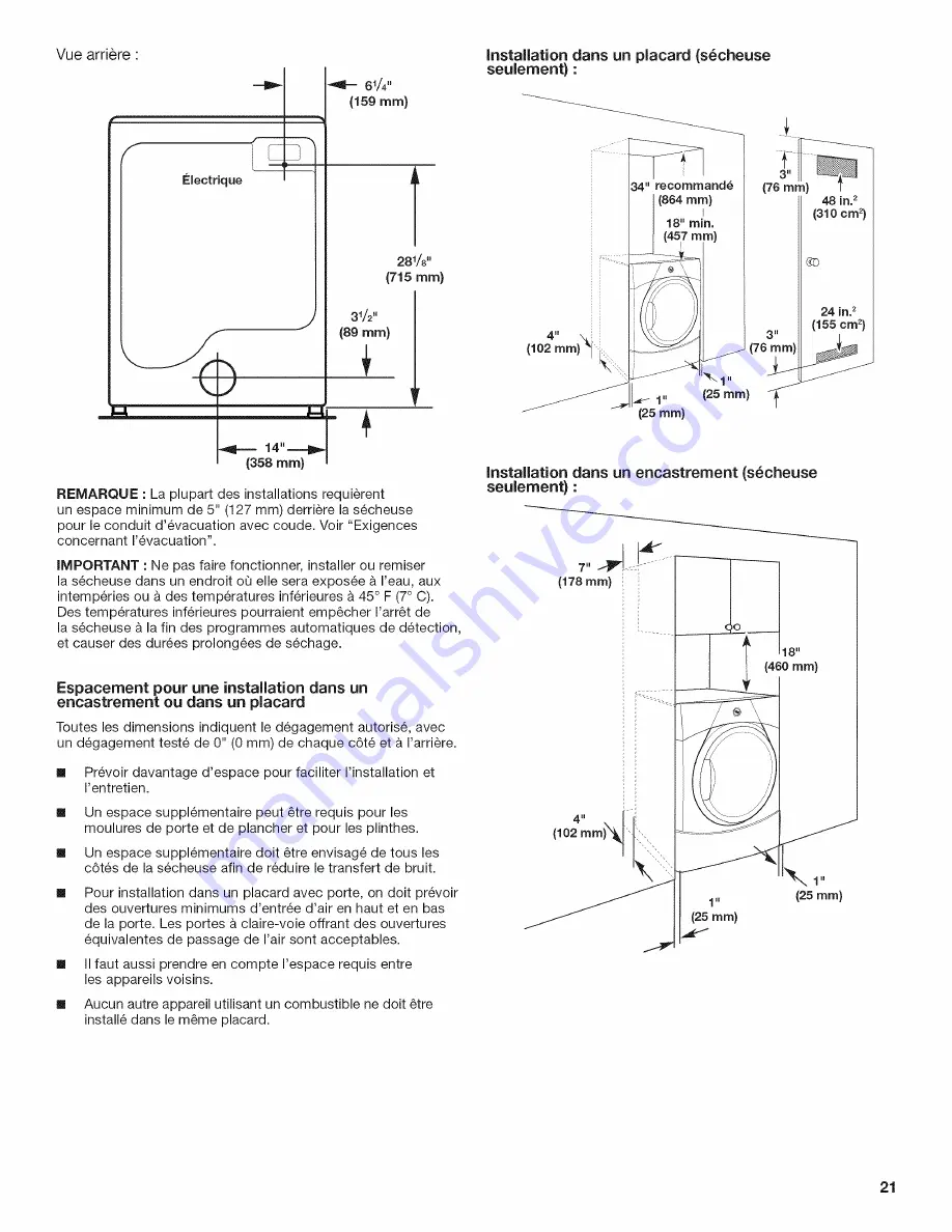 Maytag MGDE201YW1 Installation Instructions Manual Download Page 21