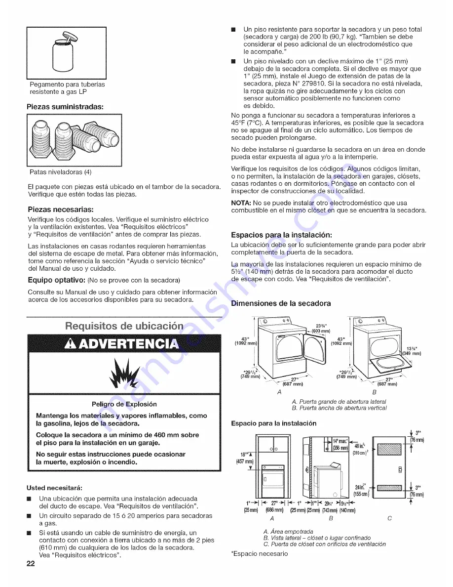 Maytag MGDX5SPAW0 Installation Instructions Manual Download Page 22