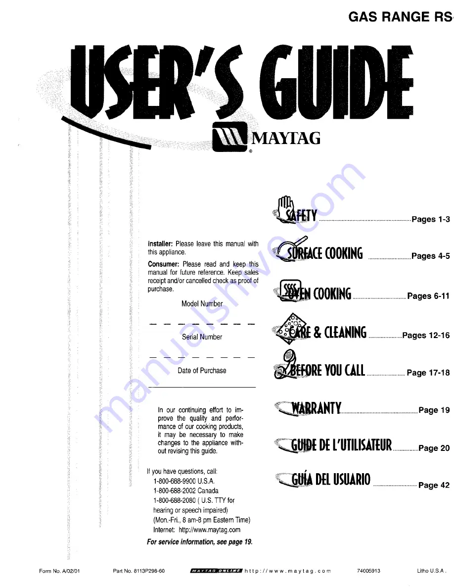 Maytag MGR5705BDH User Manual Download Page 1