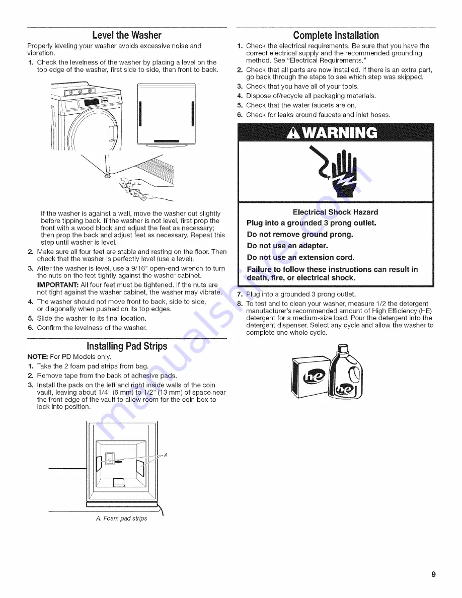 Maytag MHN31PDAWW Installation Instructions Manual Download Page 9