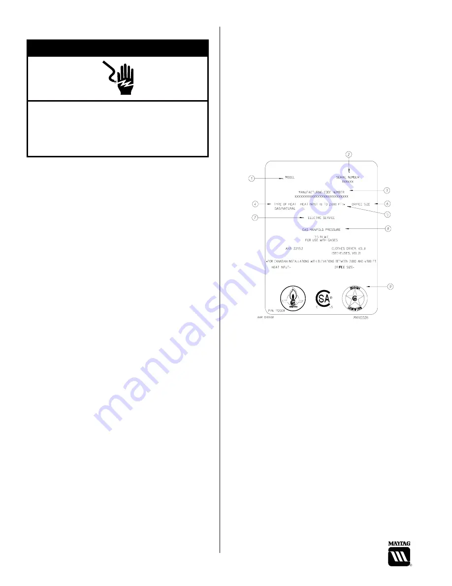 Maytag MLG-45PDB Installation Manual Download Page 14