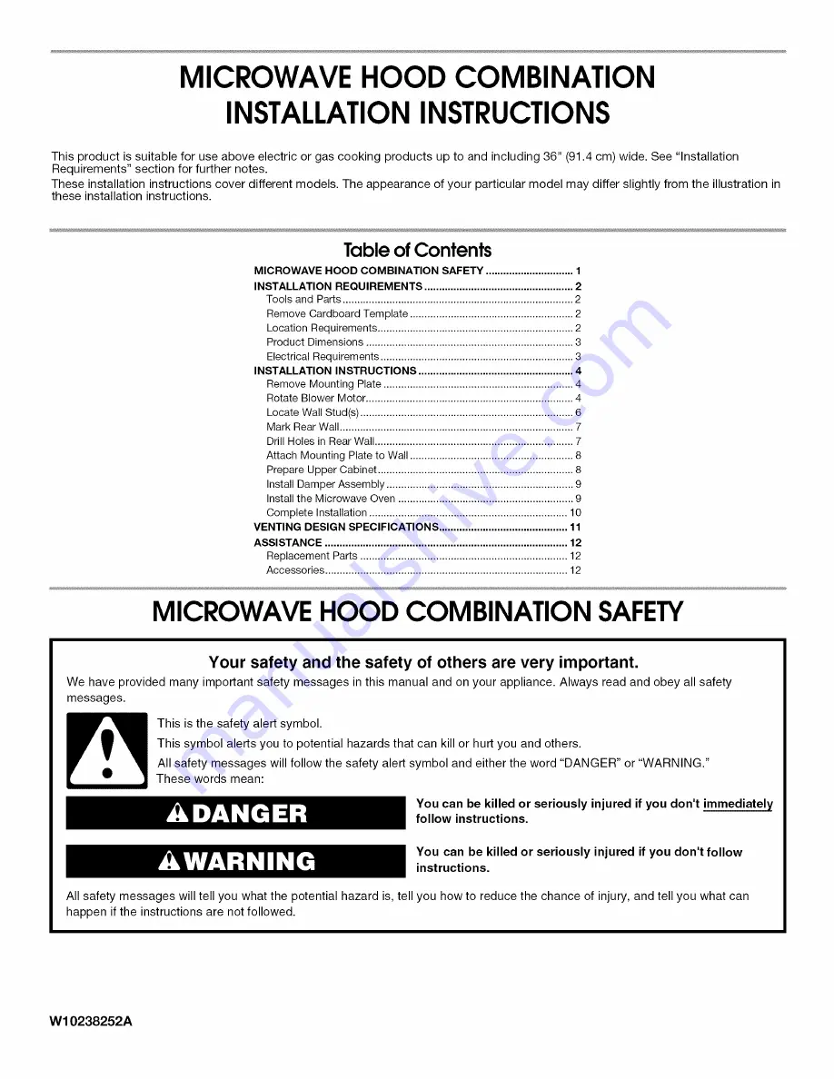 Maytag MMV1153WW - 1.5 cu. Ft. Microwave-Range Hood Combination Скачать руководство пользователя страница 1