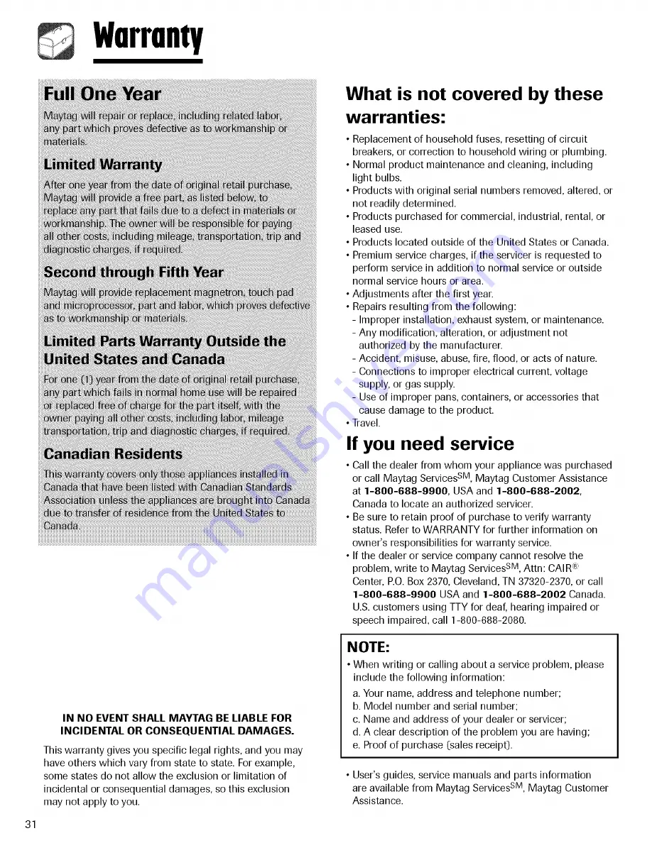 Maytag MMV6178AA Use & Care Manual Download Page 32