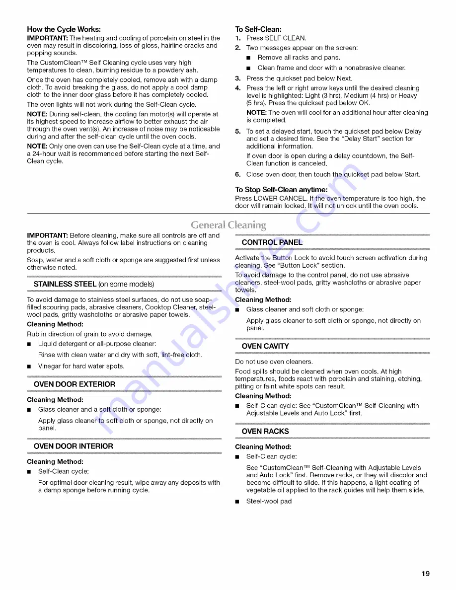 Maytag MMW9730AB00 Use & Care Manual Download Page 19