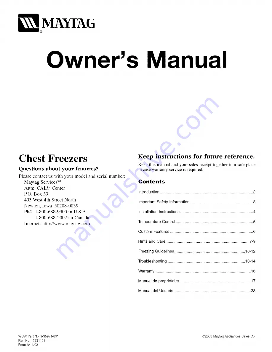 Maytag MQC1557AEW Owner'S Manual Download Page 1