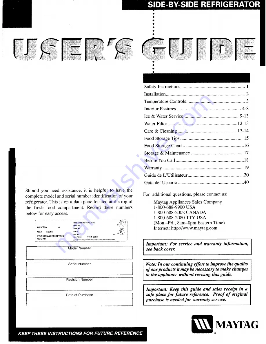 Maytag MSD2554ARW User Manual Download Page 1