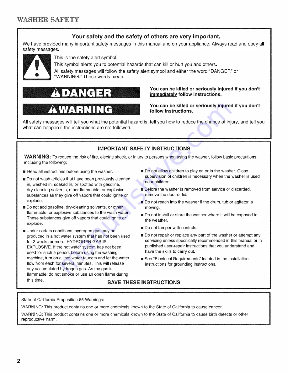 Maytag MVWB755YL0 Use And Care Manual Download Page 2