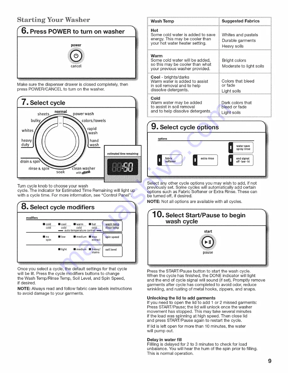 Maytag MVWB755YL0 Use And Care Manual Download Page 9