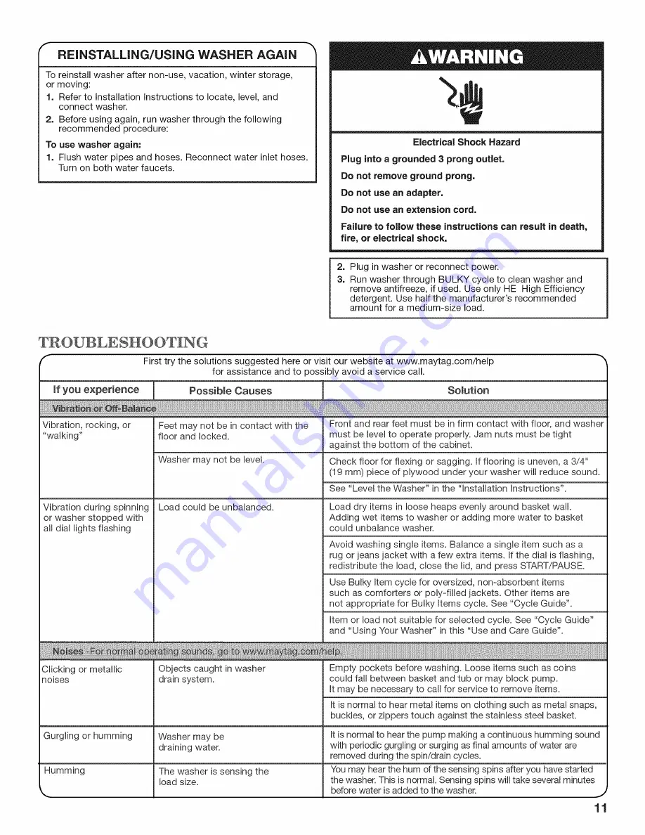 Maytag MVWB755YL0 Use And Care Manual Download Page 11