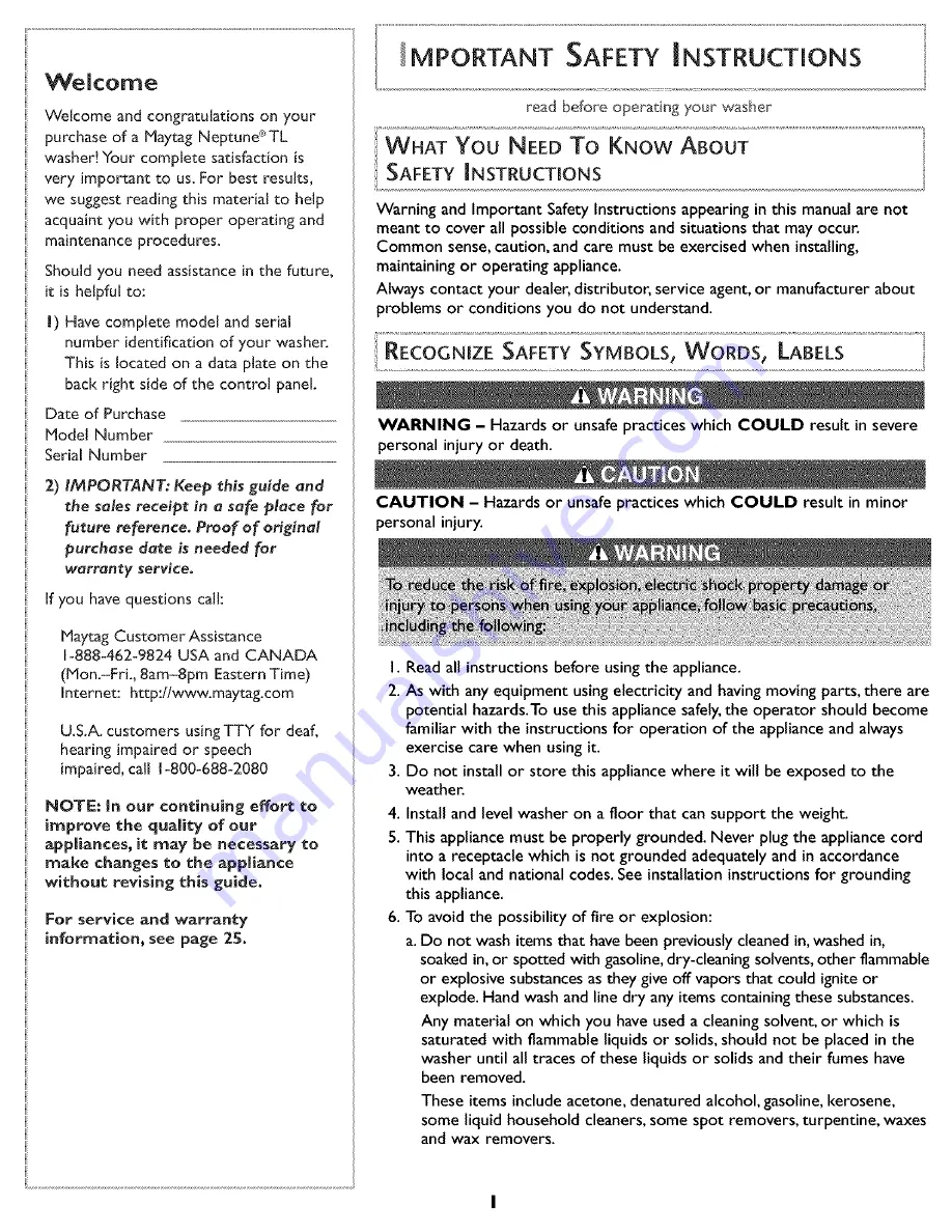 Maytag NEPTUNE FAV9800AWQ Use & Care Manual Download Page 2