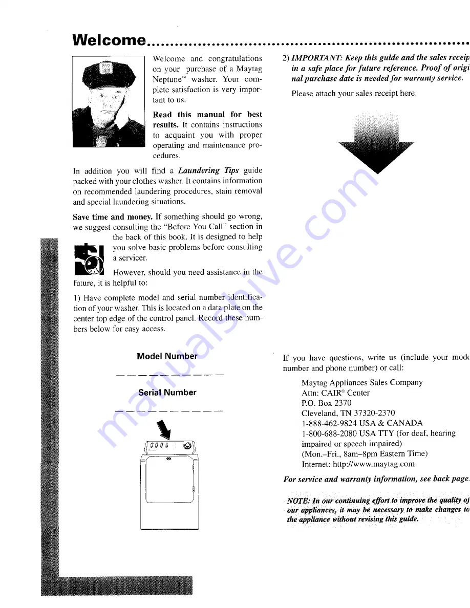 Maytag NEPTUNE MAH550 User Manual Download Page 2