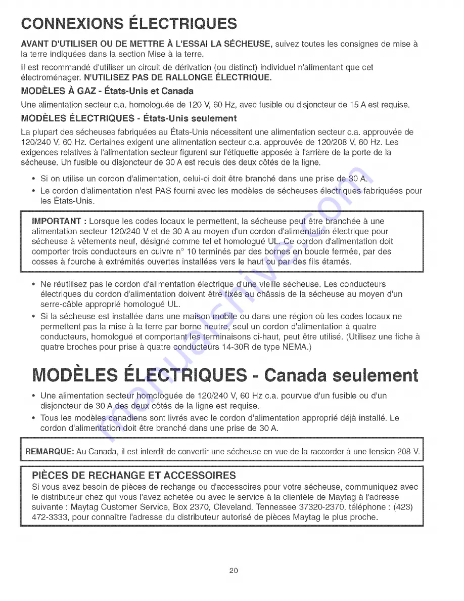 Maytag Neptune MDE9700AYM Installation Instructions Manual Download Page 20