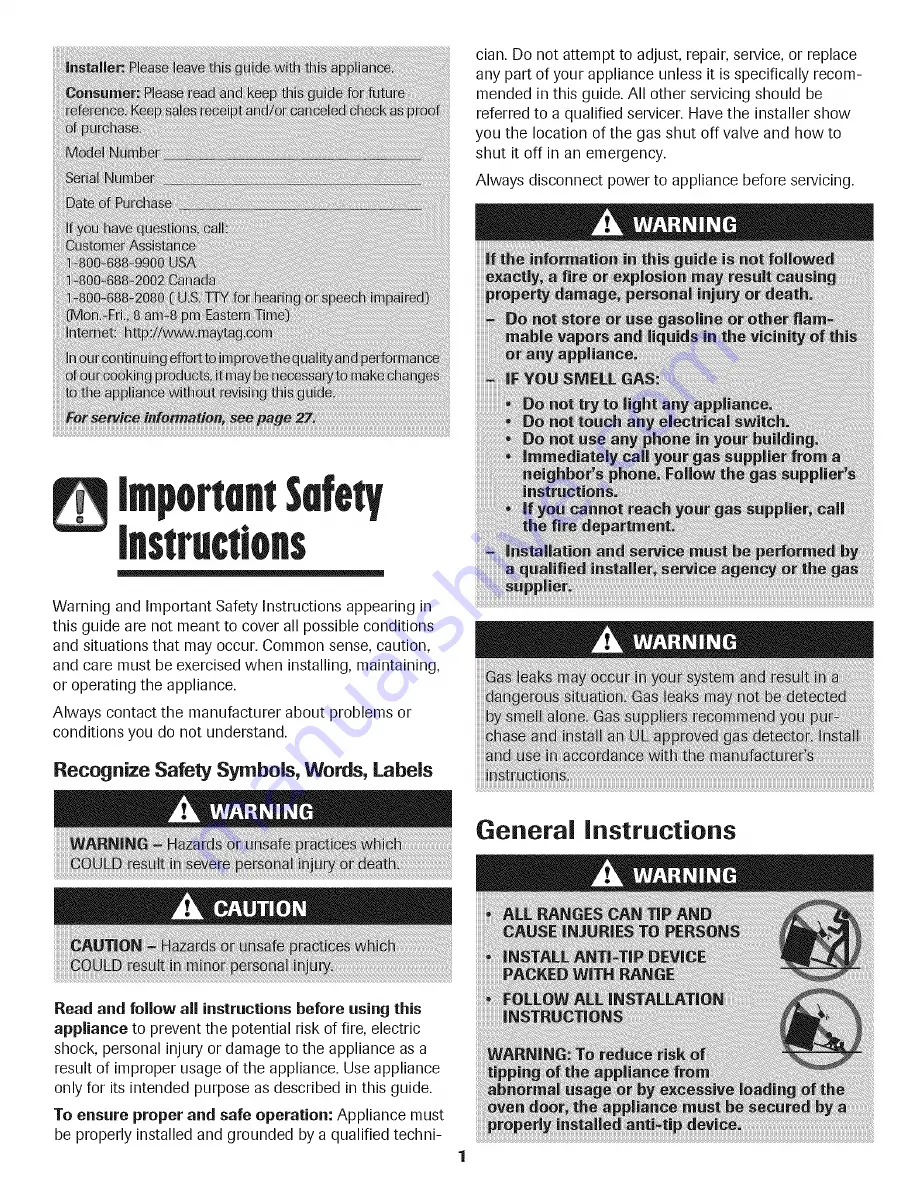 Maytag Perfoma MGRH752BDS Use & Care Manual Download Page 2