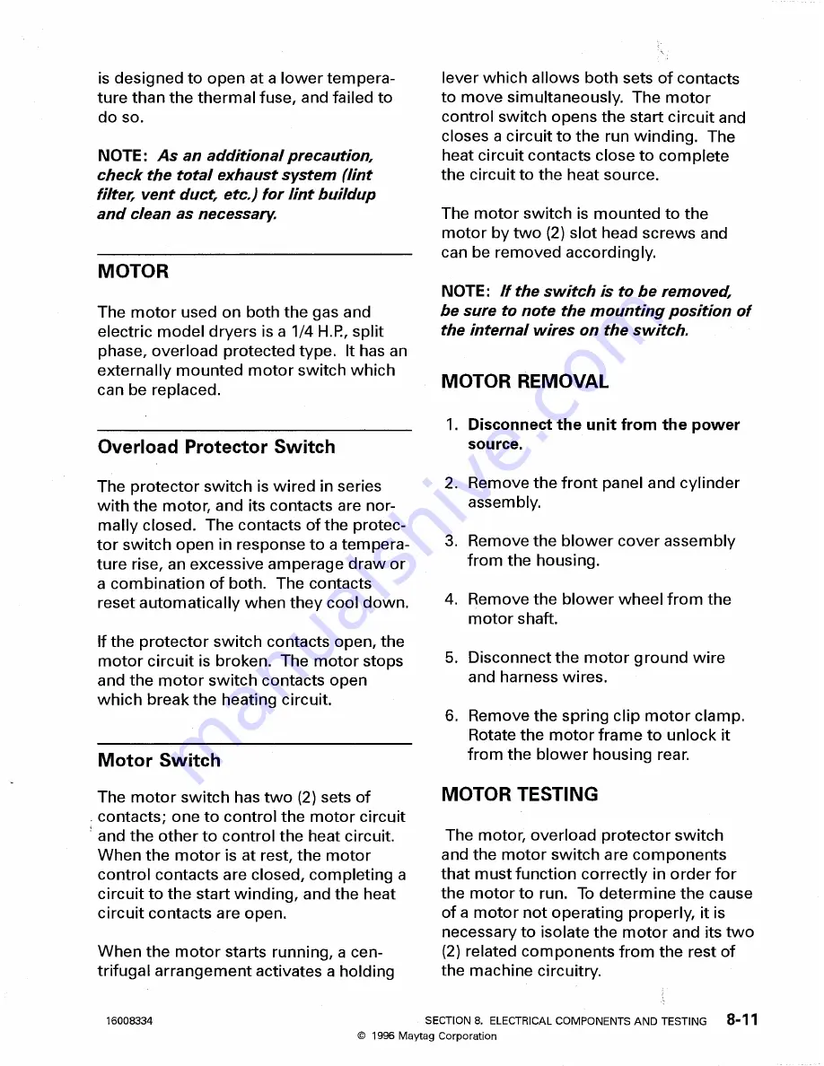 Maytag Performa DLE231 Service Manual Download Page 69