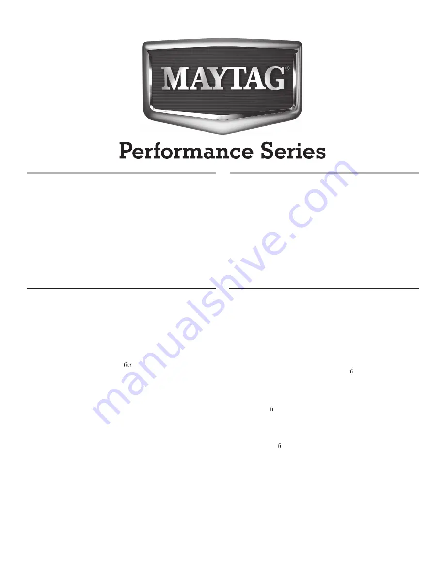 Maytag Performance MGDE300VF1 Use & Care Manual Download Page 1