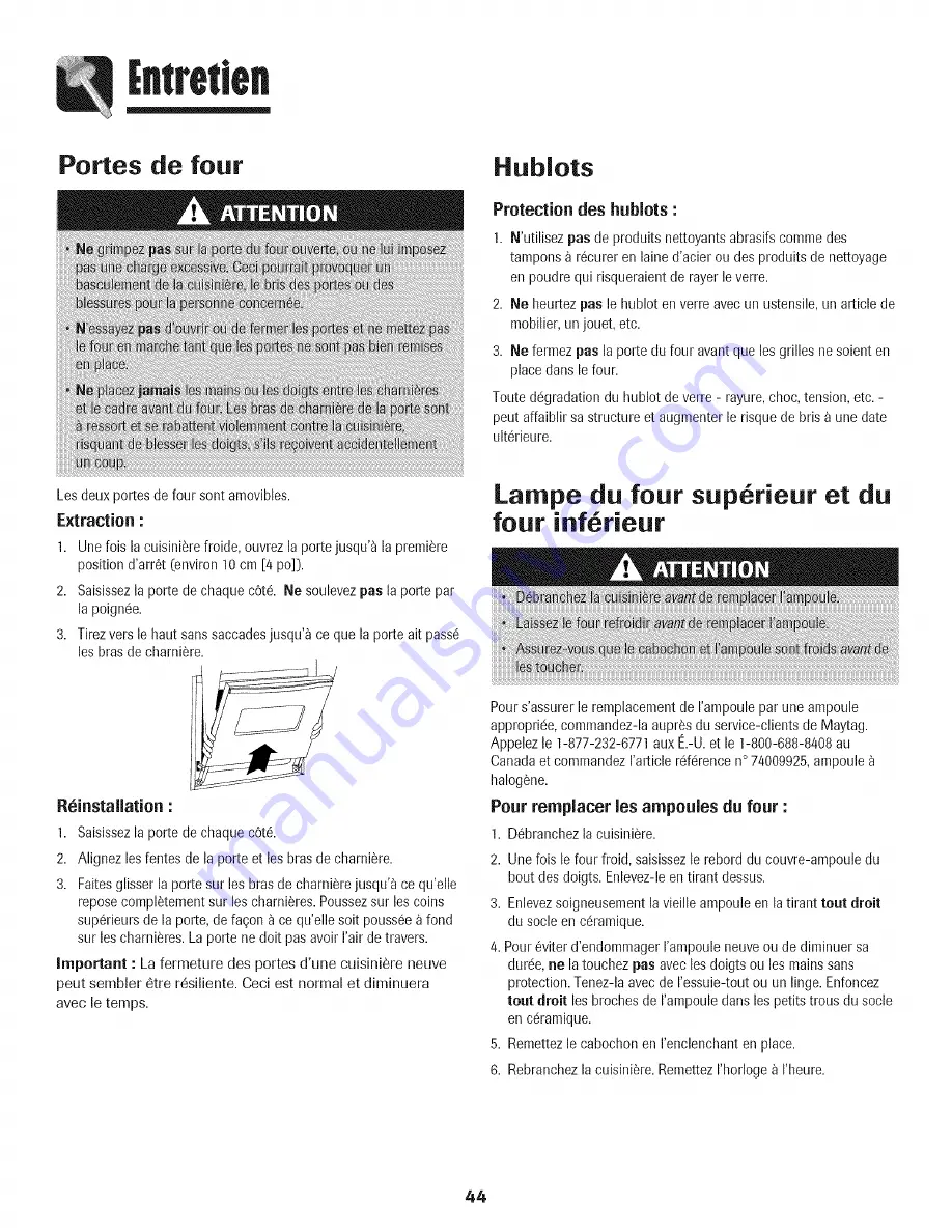 Maytag Precision Touch 750 Series Use And Care Manual Download Page 45