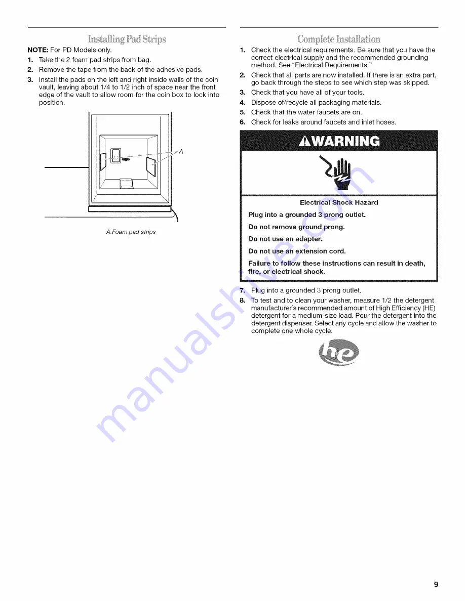 Maytag W10277179A Скачать руководство пользователя страница 9