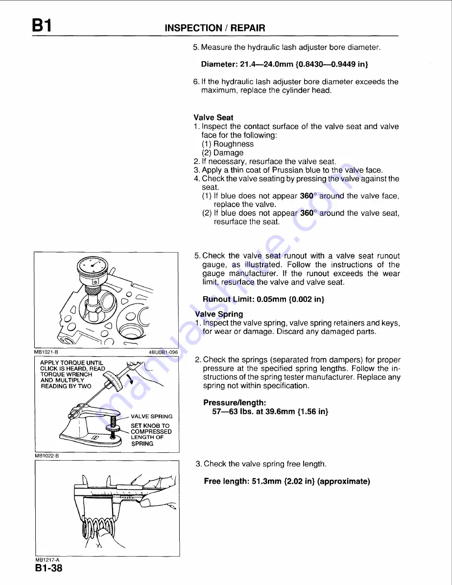 Mazda B-Series 1997 Workshop Manual Download Page 97