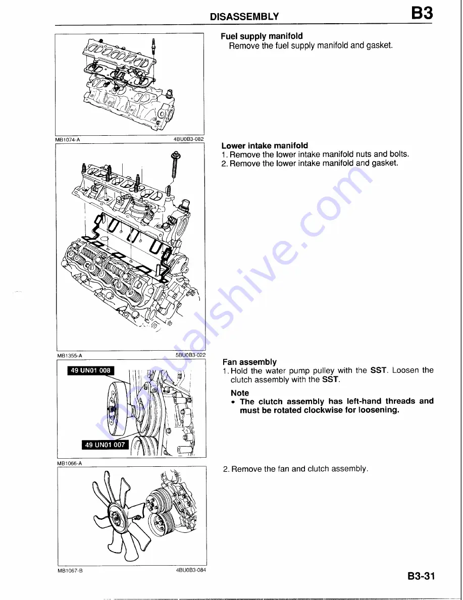 Mazda B-Series 1997 Workshop Manual Download Page 229