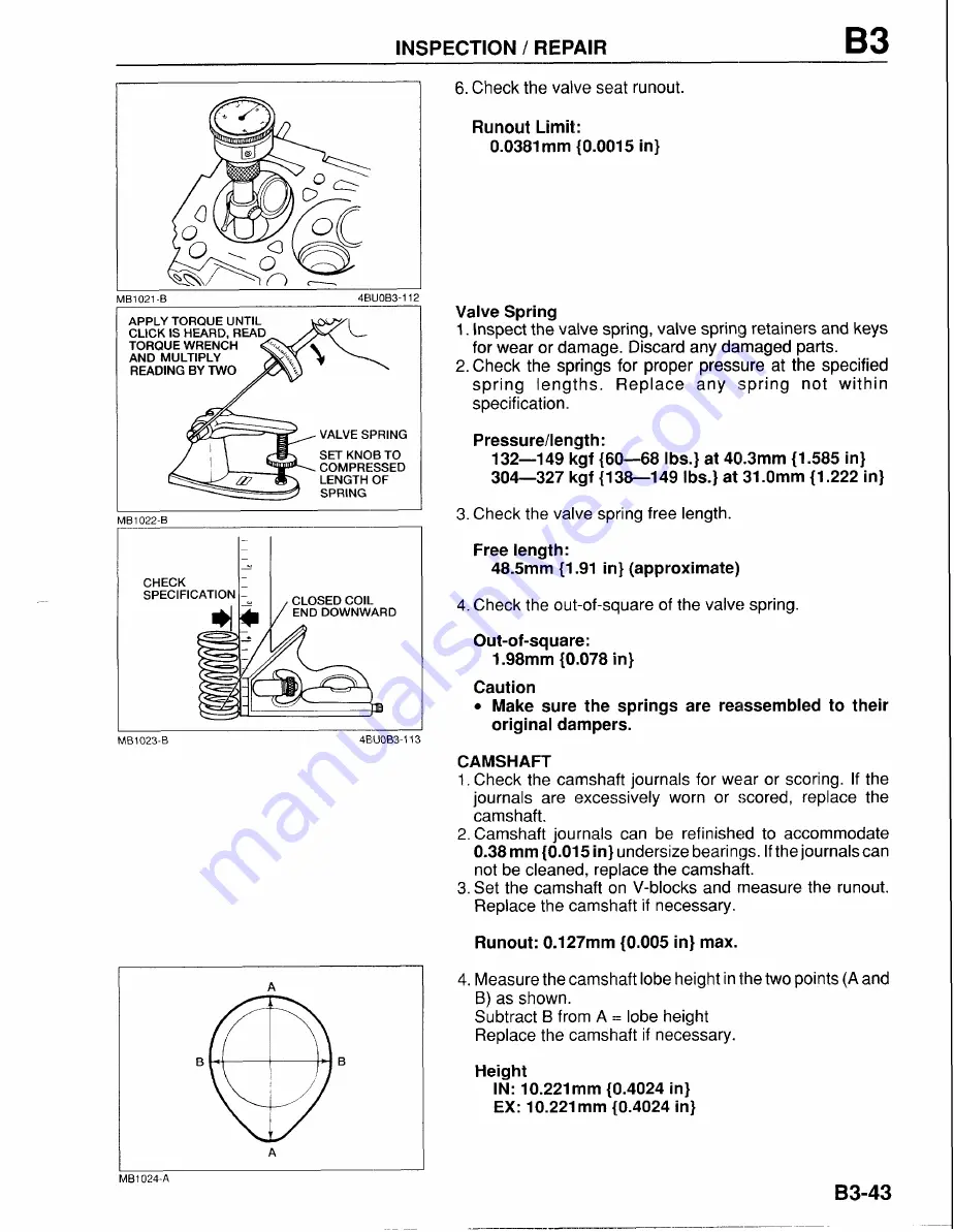 Mazda B-Series 1997 Workshop Manual Download Page 241