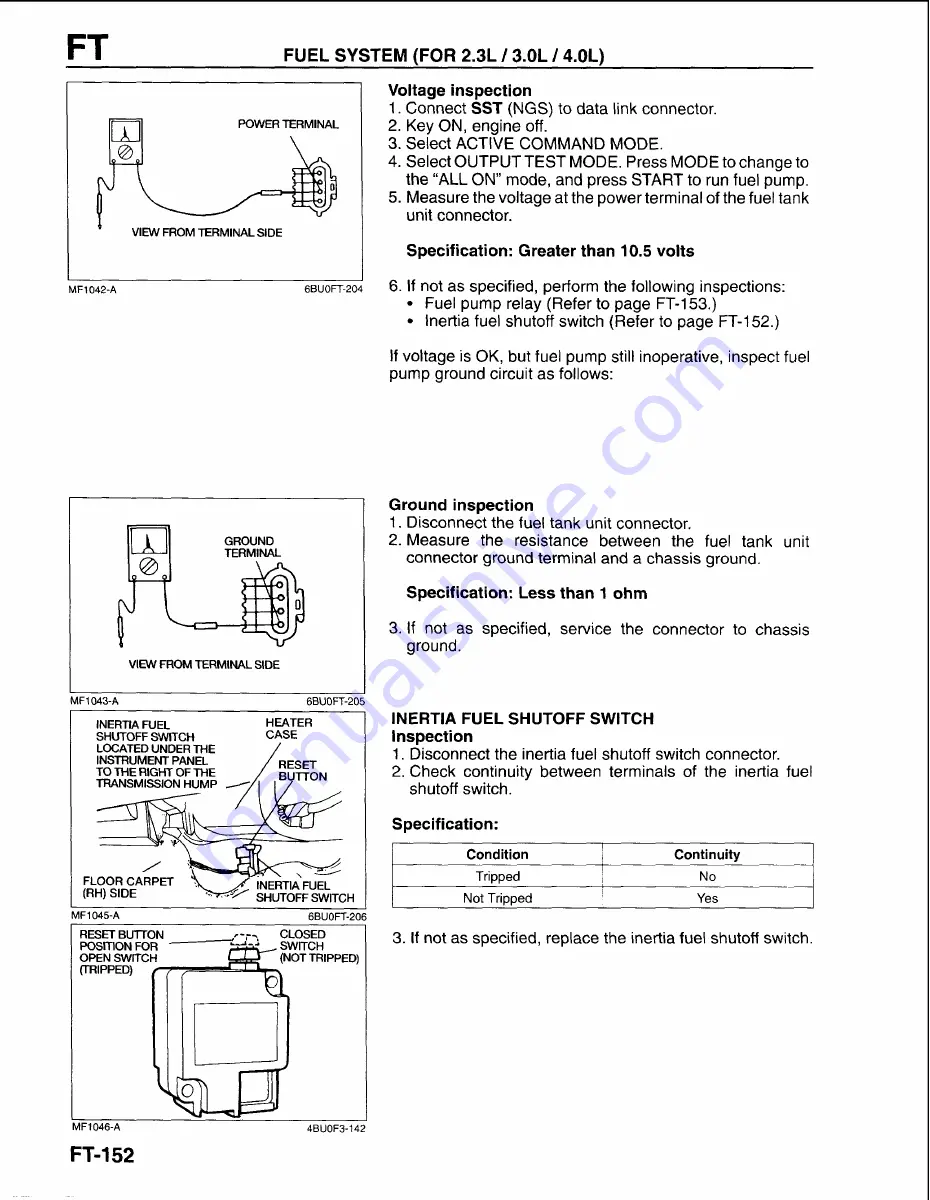 Mazda B-Series 1997 Workshop Manual Download Page 497