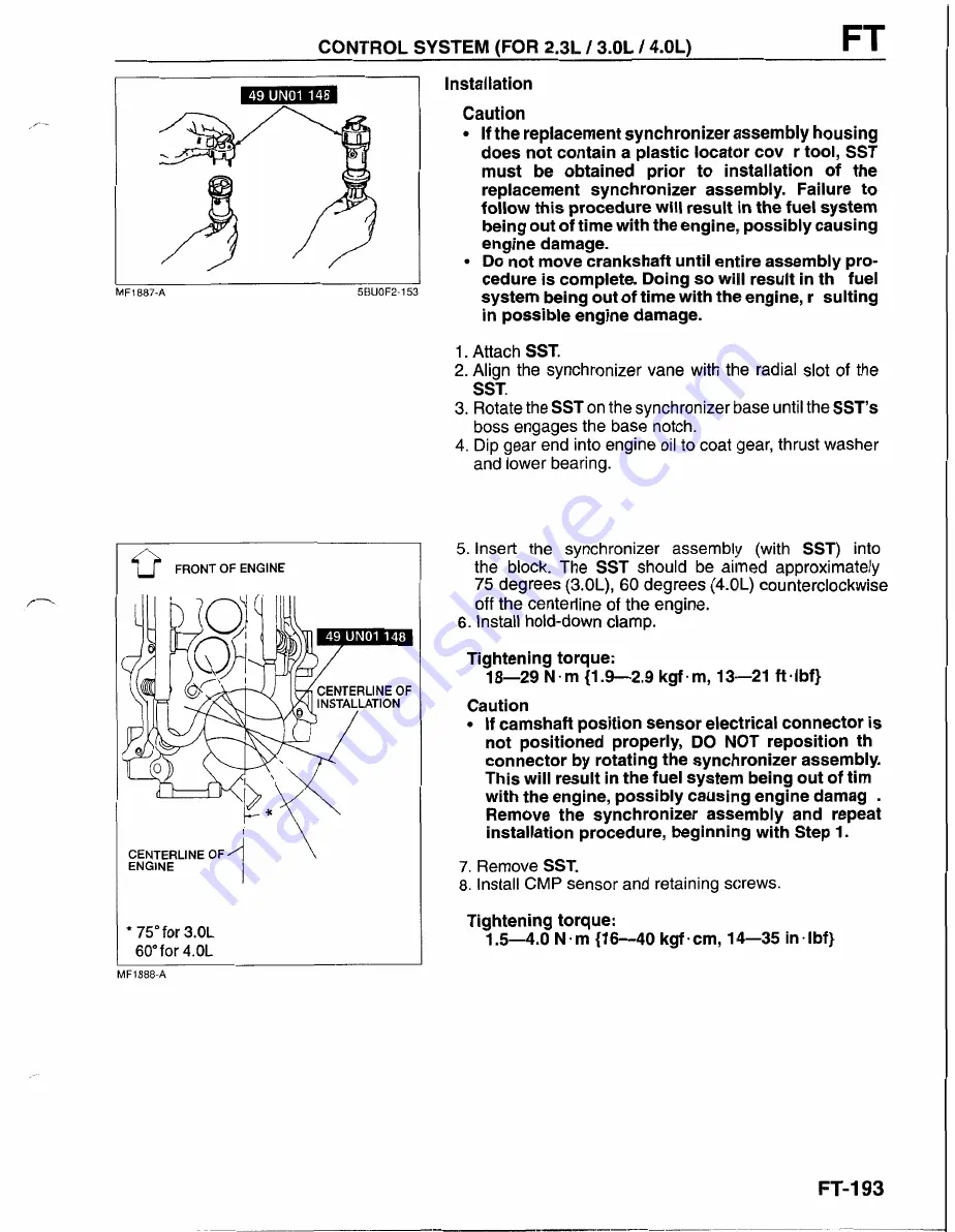 Mazda B-Series 1997 Workshop Manual Download Page 538