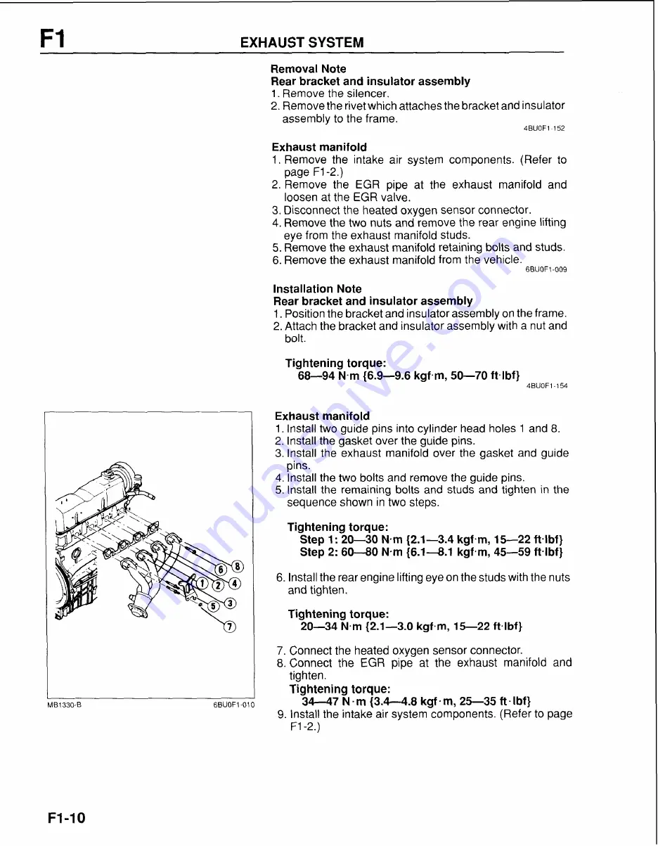 Mazda B-Series 1997 Workshop Manual Download Page 549