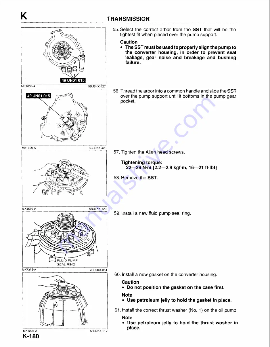 Mazda B-Series 1997 Workshop Manual Download Page 925