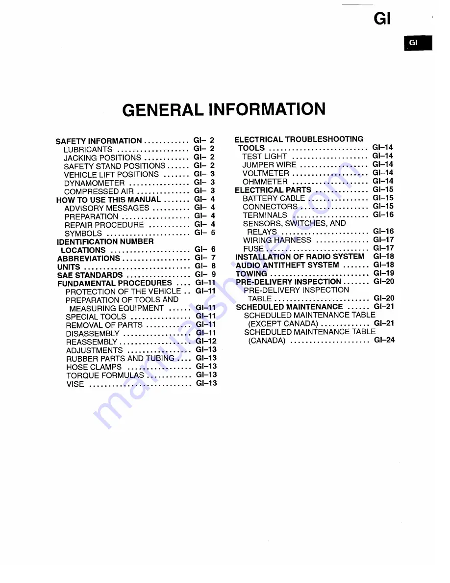 Mazda Millenia 1996 Workshop Manual Download Page 5