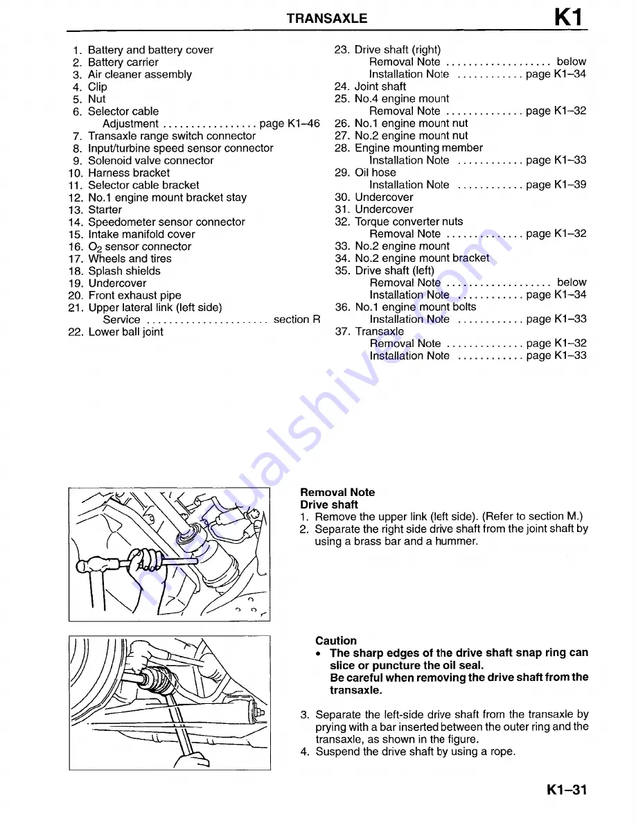 Mazda Millenia 1996 Workshop Manual Download Page 540