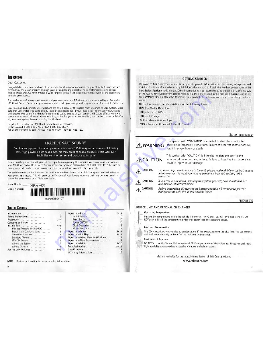 MB QUART NAUTIC Series NRA 450  NRA450 NRA450 Installation & Operation Manual Download Page 2