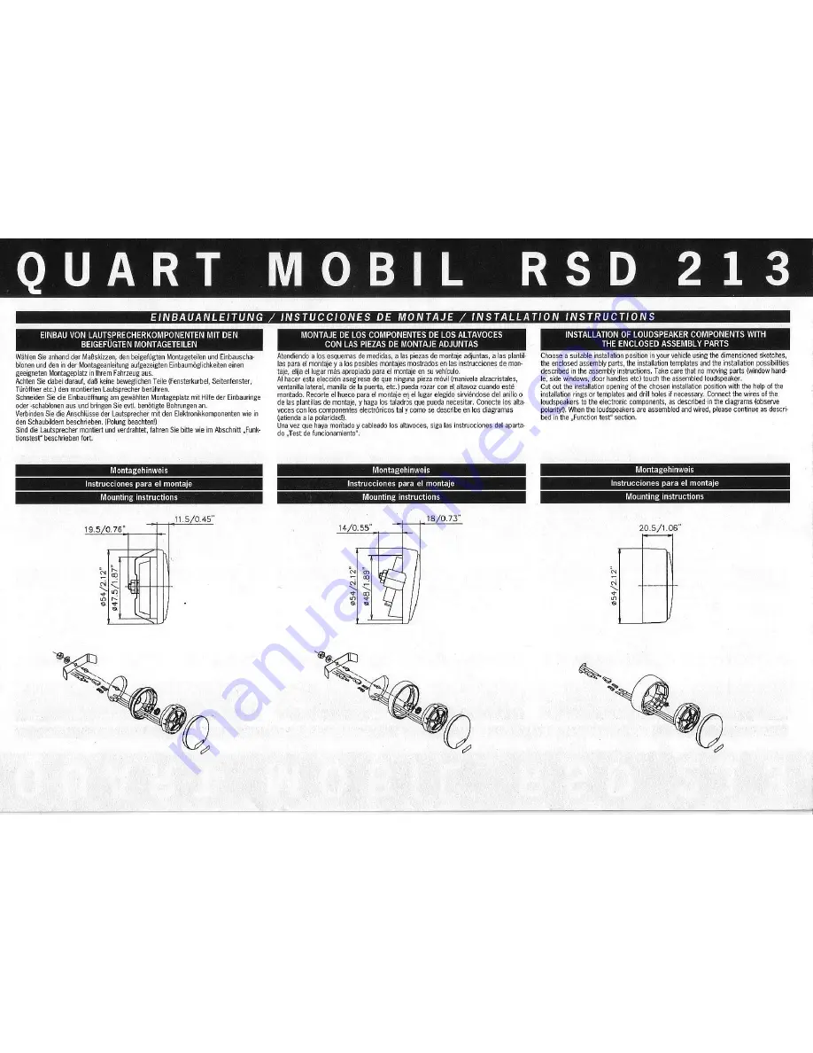 MB QUART RSD 213 Installation Instructions Download Page 2