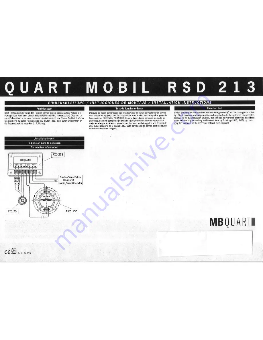 MB QUART RSD 213 Installation Instructions Download Page 4