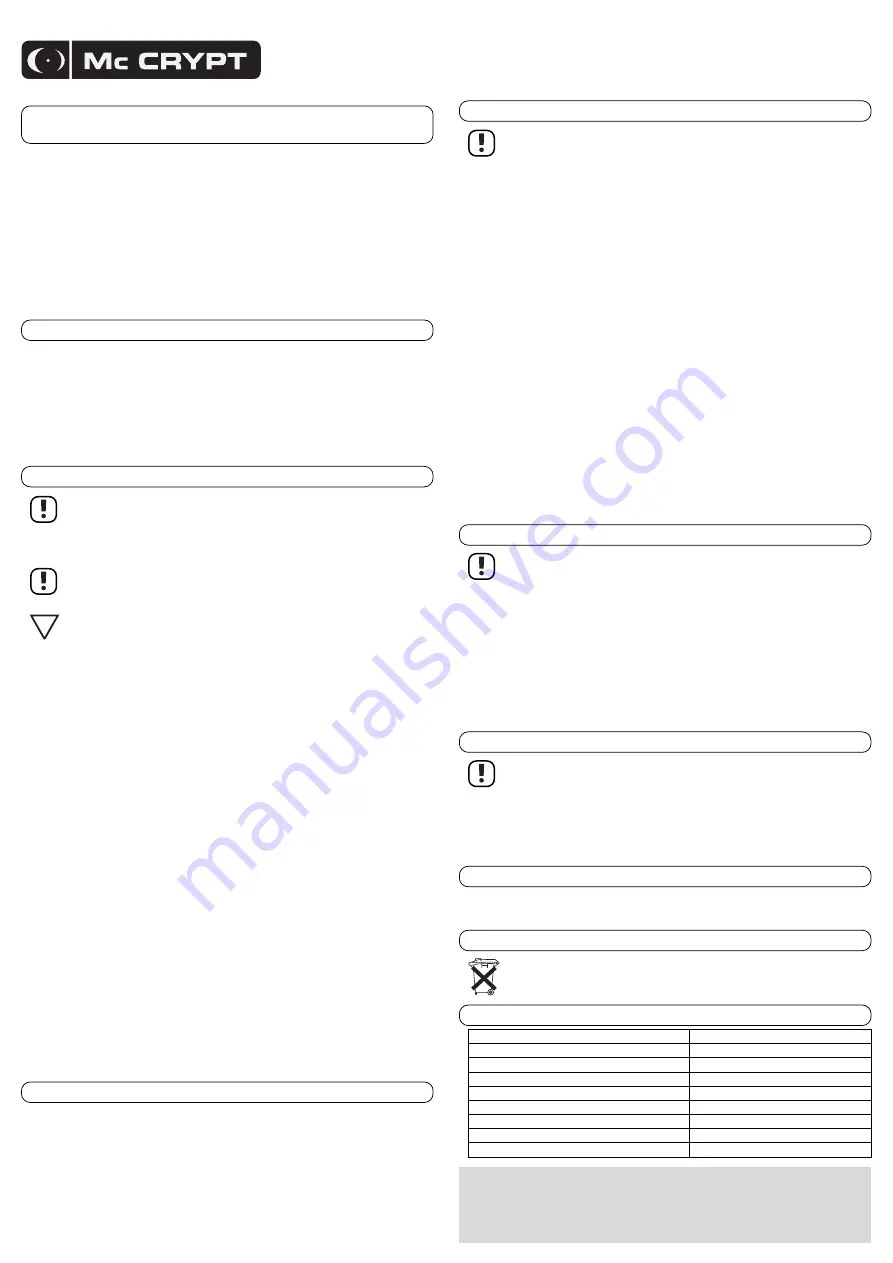 MC Crypt 59 03 54 Operating Instructions Download Page 1