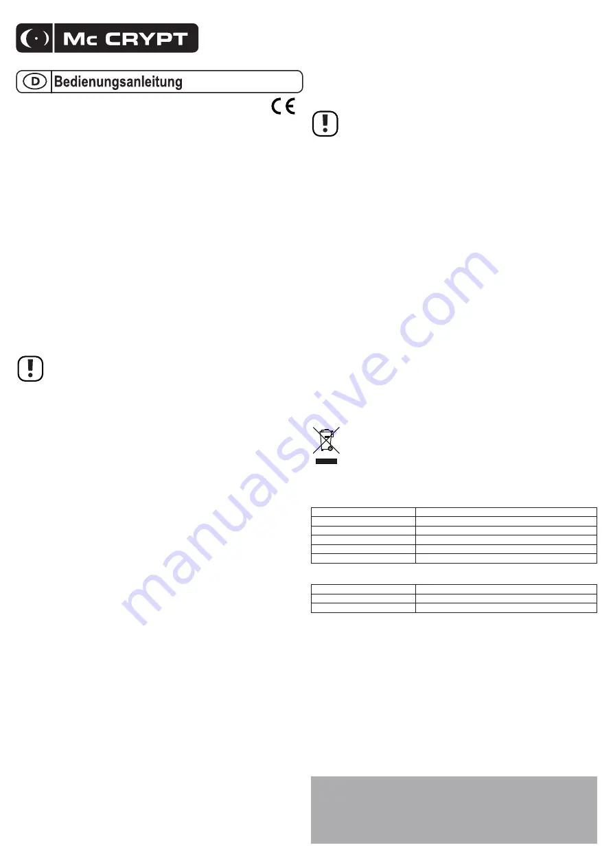 MC Crypt GST-104B Operating Instructions Download Page 1