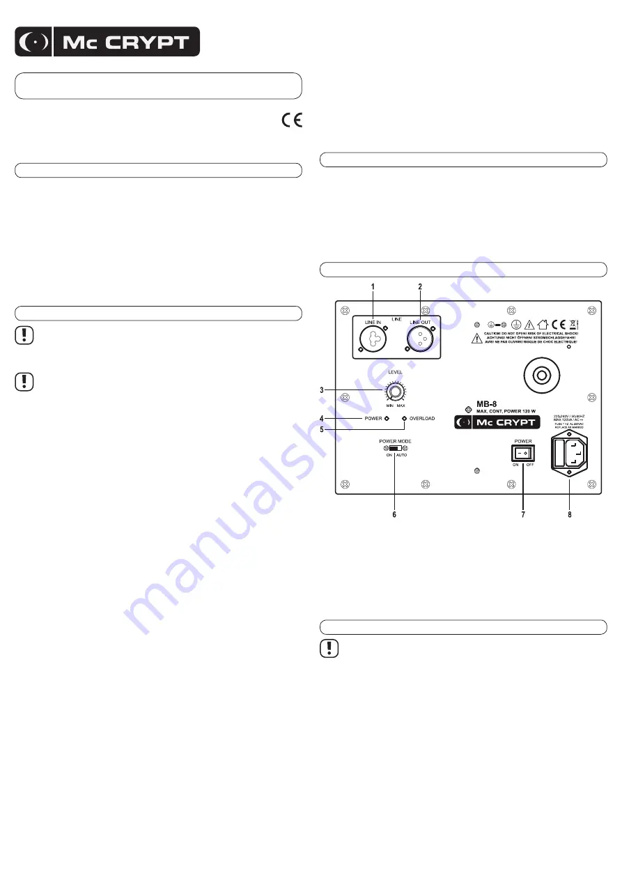 MC Crypt MB-8 Operating Instructions Manual Download Page 1