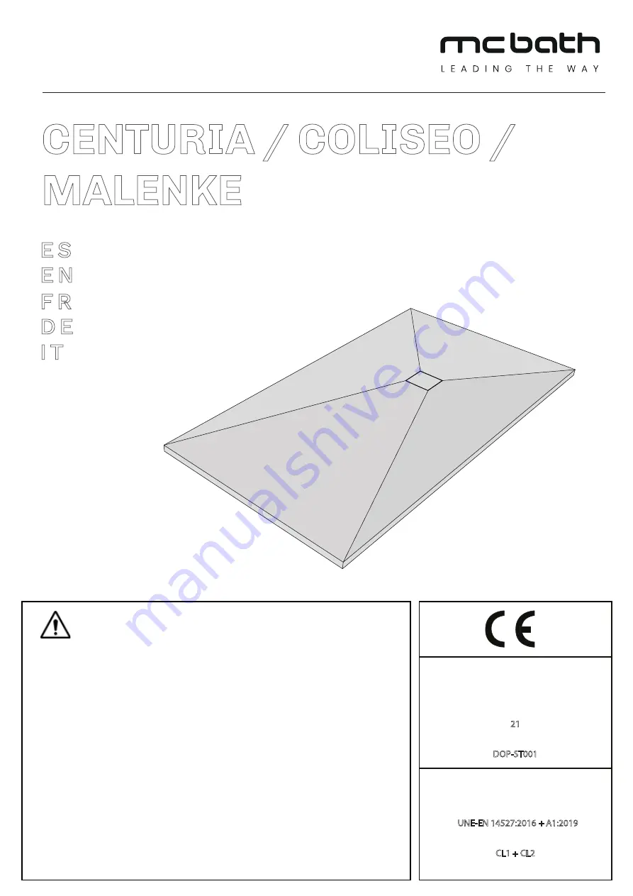 MCBATH CENTURIA Installation Manual Download Page 1