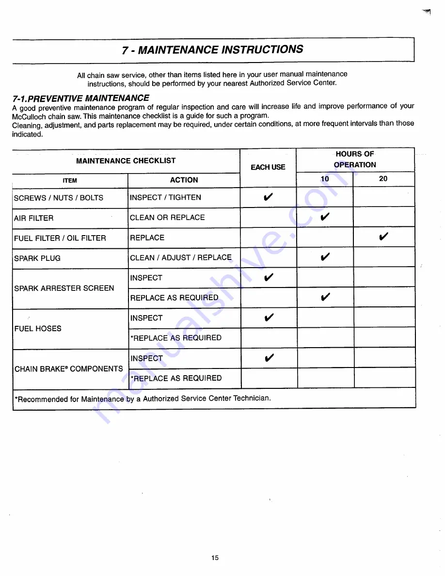 McCulloch MCC1435A User Manual Download Page 15