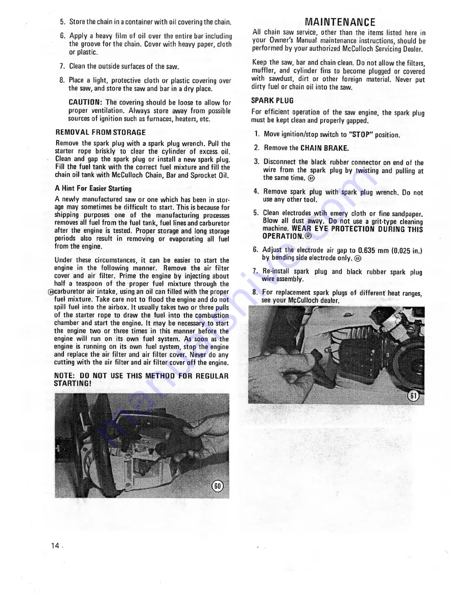 McCulloch Power Mac 310 Owner'S Manual Download Page 14