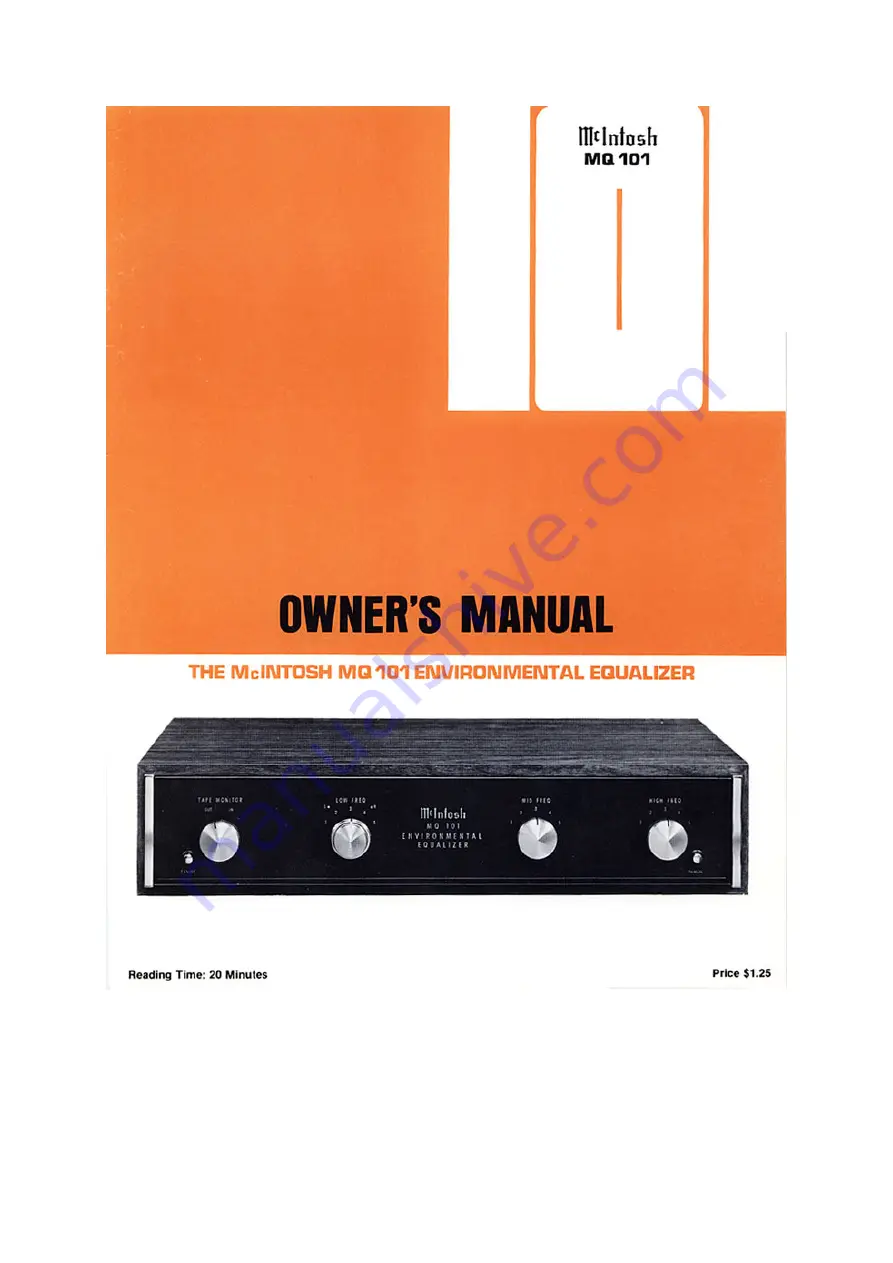 McIntosh MQ 101 Owner'S Manual Download Page 1