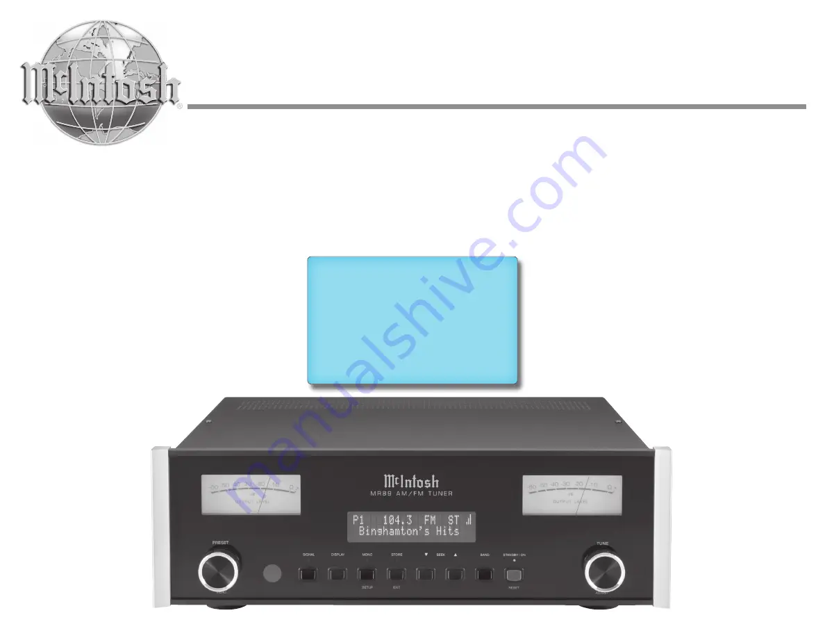 McIntosh MR89 Owner'S Manual Download Page 1