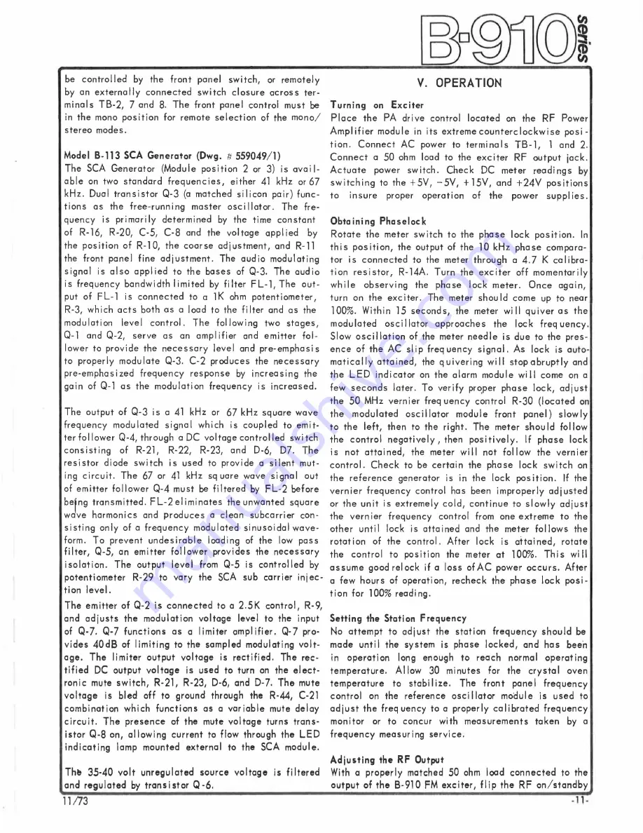 McMartin B-910 Instruction Manual Download Page 13