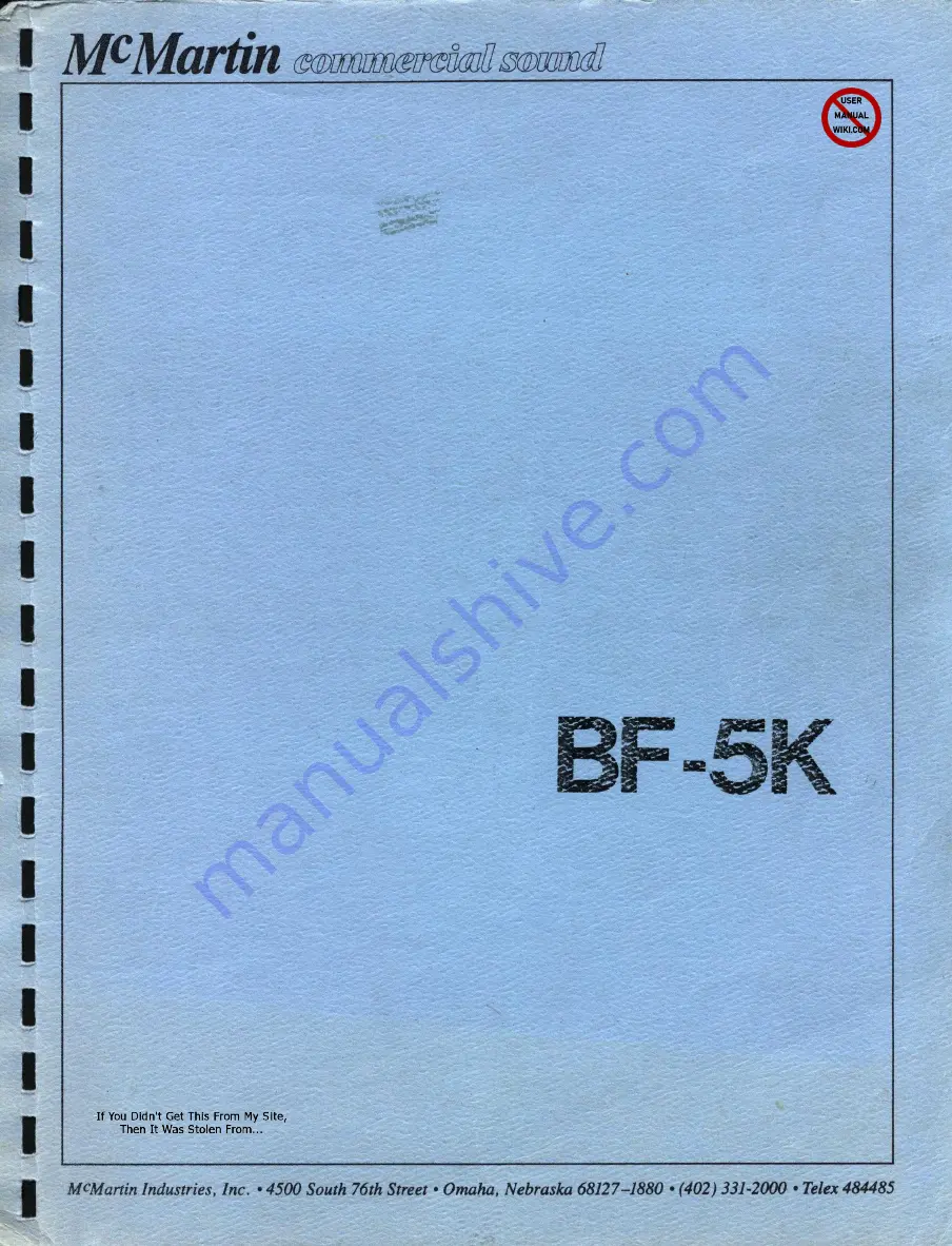 McMartin BF-5K Instruction Manual Download Page 1