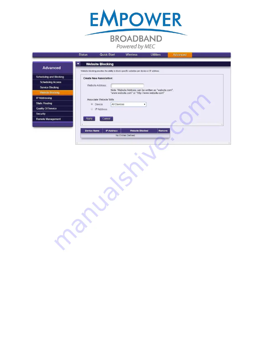 Mec Empower Broadband Calix GigaCenter Quick Start Manual Download Page 12